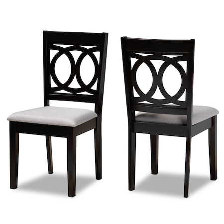 Baxton Studio Lenoir Grey Upholstered Espresso Wood 2-Piece Dining Chair Set 162-10524